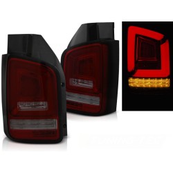 VW T5 10-15 - zadné LED svetlá červeno dymová LED BAR s dynamickým blinkerom