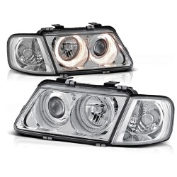 Audi A3 8L 96-00 - predné chrom svetlá s ANGEL EYES