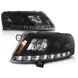 Audi A6 04-08 - predné čierna svetlá s LED denným svietením pre xenon