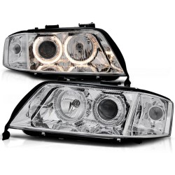 Audi A6 01-04 - predné chrom svetlá s ANGEL EYES pre xenon