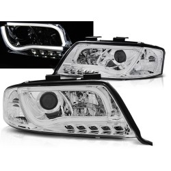 Audi A6 97-01 - predné chrom svetlá s LED svietením TUBE LIGHTS