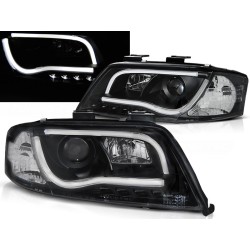 Audi A6 97-01 - predné čierna svetlá s LED svietením TUBE LIGHTS