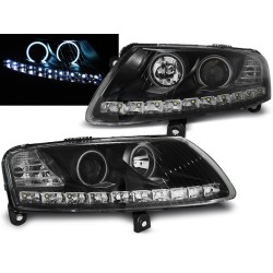 Audi A6 04-08 - predné čierna svetlá s LED svietením a CCFL ANGEL EYES