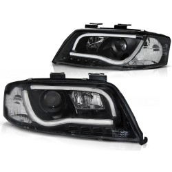 Audi A6 01-04 - predné čierna svetlá s LED denným svietením TUBE LIGHTS