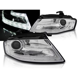 Audi A4 08-11 - predné chrom svetlá s LED denným svietením TUBE LIGHTS