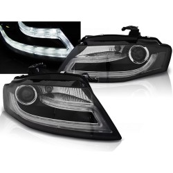 Audi A4 08-11 - predné čierna svetlá s LED denným svietením TUBE LIGHTS