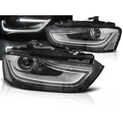 Audi A4 B8 12-15 - predné čierne svetlá s LED denným svietením