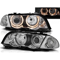 BMW E46 98-01 SEDAN, COMBI - predné chrom svetlá s ANGEL EYES