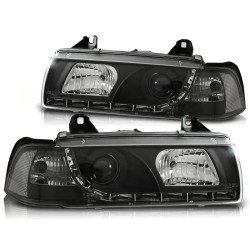 BMW E36 90-99 COUPE, CABRIO - predné čierne svetlá s LED svietením