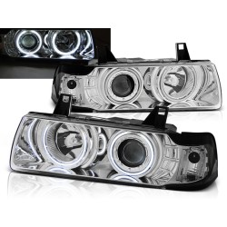 BMW E36 90-99 SEDAN, KOMBI, COMPACT - predné chrom svetlá s ANGEL EYES CCFL