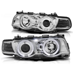 BMW E38 98-01 - predné chrom svetlá s ANGEL EYES pre xenon