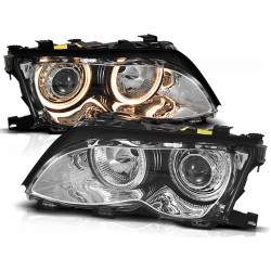 BMW E46 01-05 SEDAN, KOMBI - predné chrom svetlá s ANGEL EYES