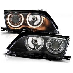 BMW E46 01-05 SEDAN, KOMBI - predné čierna svetlá s ANGEL EYES