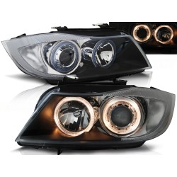 BMW E90 / E91 05-08 - predné čierna svetlá s ANGEL EYES