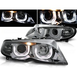 BMW E46 01-05 SEDAN, KOMBI - predné chrom svetlá s ANGEL EYES 3D