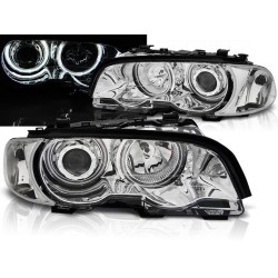 BMW E46 99-03 COUPE CABRIO - predné chrom svetlá s ANGEL EYES CCFL