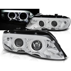 BMW X5 E53 03-06 - predné chrom svetlá ANGEL EYES pre xenon