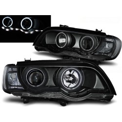 BMW X5 E53 99-03 - predné čierna svetlá ANGEL EYES CCFL a LED svietením pre xenon
