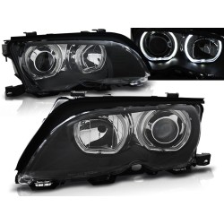 BMW E46 01-05 SEDAN, KOMBI - predné čierna svetlá s ANGEL EYES