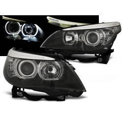BMW E60 / E61 03-07 - predné čierna svetlá s ANGEL EYES LED