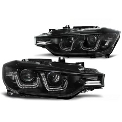 BMW F30 / F31 11-15 - predné čierna svetlá s ANGEL EYES U-LED a denným svietením pre xenon