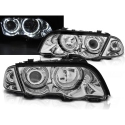 BMW E46 98-01 SEDAN, COMBI - predné chrom svetlá s ANGEL EYES LED