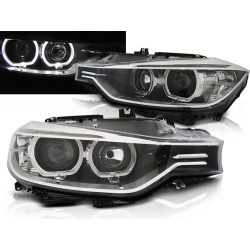 BMW F30 / F31 11-15 - predné čierna svetlá s ANGEL EYES LED a denným svietením