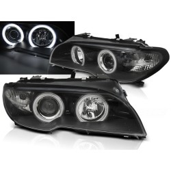 BMW E46 03-06 COUPE CABRIO - predné čierna svetlá s ANGEL EYES CCFL