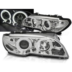 BMW E46 03-06 COUPE CABRIO - predné chrom svetlá s ANGEL EYES CCFL pre xenon