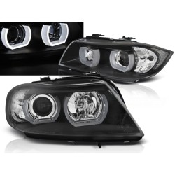 BMW E90 / E91 05-08 - predné čierna svetlá s ANGEL EYES 3D pre xenon