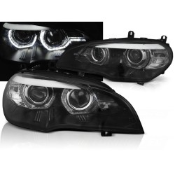 BMW X5 E70 07-10 - predné čierna svetlá ANGEL EYES a denným svietením pre org. xenon