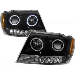 CHRYSLER JEEP GRAND CHEROKEE 99-05 - predné čierna svetlá ANGEL EYES