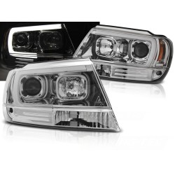 CHRYSLER JEEP GRAND CHEROKEE 99-05 - predné chrom svetlá TUBE LIGHT