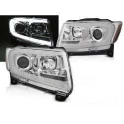 CHRYSLER JEEP GRAND CHEROKEE 11-13 - predné chrom svetlá TUBE LIGHT s dynamickým blinkerom