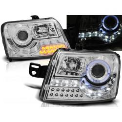 FIAT PANDA 03-12 - predné chrom svetlá ANGEL EYES s LED svietením a LED smerovky