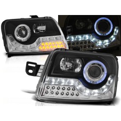 FIAT PANDA 03-12 - predné čierna svetlá ANGEL EYES s LED svietením a LED smerovky