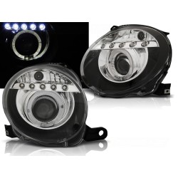 FIAT 500 07-15 - predné čierna svetlá ANGEL EYES s LED svietením