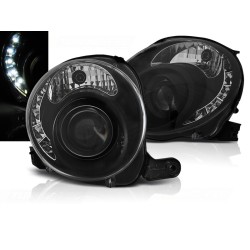 FIAT 500 07-15 - predné čierna svetlá s LED svietením