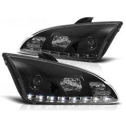 FORD FOCUS II 04-08 - predné čierna svetlá s LED svietením