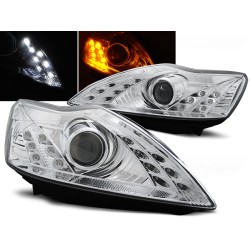 FORD FOCUS 08-10 - predné chrom svetlá s LED svietením a LED smerovky