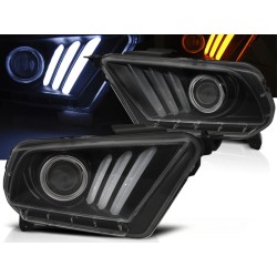FORD MUSTANG V 10-13 - predné čierna svetlá TUBE LIGHT a LED dynamickým blinkerom