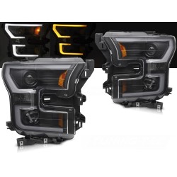 FORD F150 MK 13 2014-2017 - predné LED svetlá TUBE DOUBLE ČIERNA