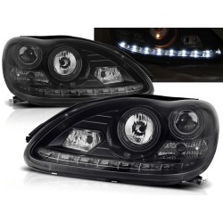 MERCEDES W220 98-05 - predné čierna svetlá s LED svietením