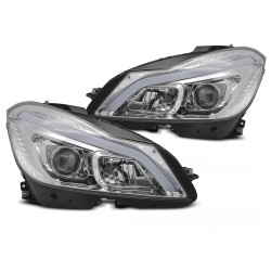 Mercedes W204 2011-2014 - Predné svetlá TUBE LED chrómová SEQ DRL