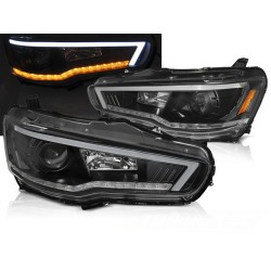 MITSUBISHI LANCER 8 08-16 - predné čierna svetlá s LED TUBE LIGHT