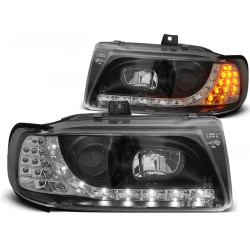 SEAT IBIZA / CORDOBA / POLO VARIANT, SEDAN 93-99 - predné čierna svetlá s LED svietením a LED smerovky