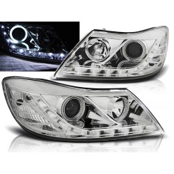 ŠKODA OCTAVIA 09-12 - predné chrom svetlá ANGEL EYES CCFL s LED svietením