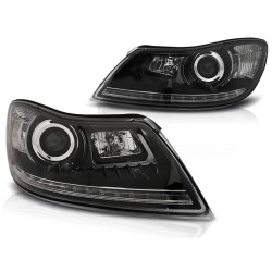 ŠKODA OCTAVIA 09-12 - predné čierna svetlá s LED denným svietením