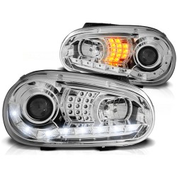 VW GOLF 4 97-03 - přední chrom světla s LED svietením a LED smerovky