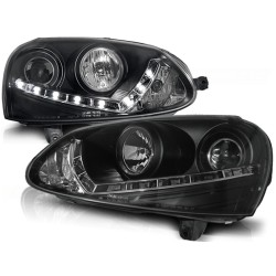 VW GOLF 5 - predné čierna svetlá s LED svietením pre xenon